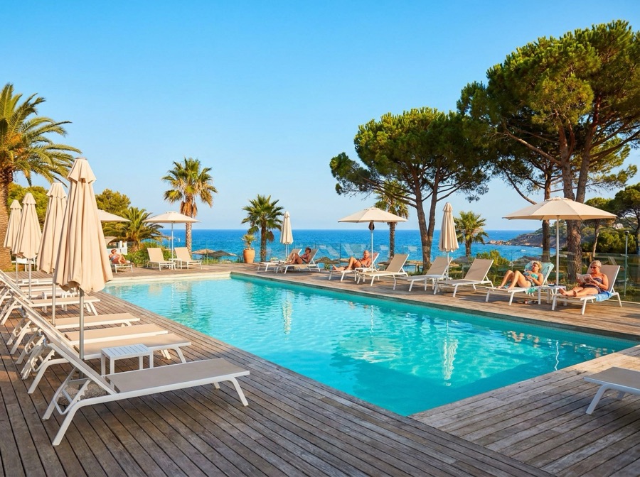 Poolside at a Mediterranean campsite